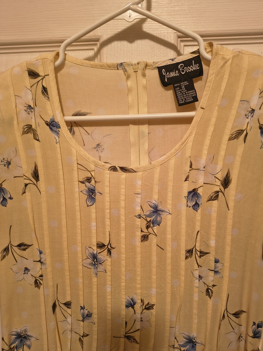 Yellow Floral Pleated Women's Top